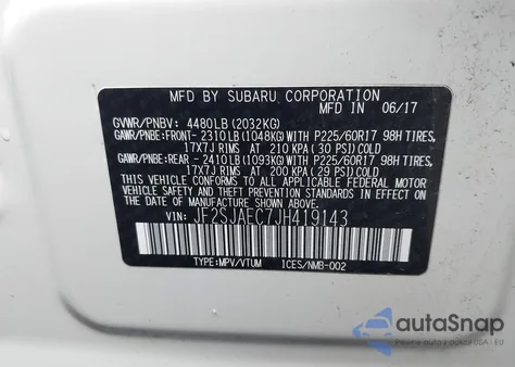 2018 Subaru Forester 2.5I Premium from USA, damaged, VIN JF2SJAEC7JH419143